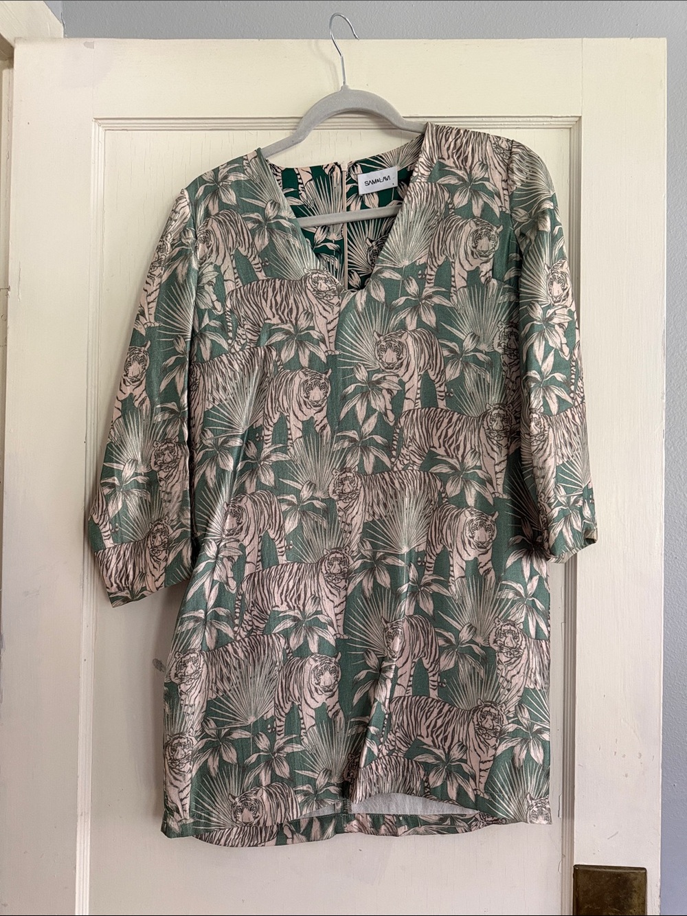 Sam & Lavi Sage Green Tiger and Palm Print Tunic